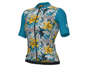 Koszulka rowerowa damska ALÉ CYCLING PR-E Hibiscus niebieska