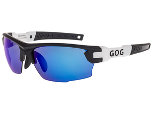 Okulary rowerowe z wymiennymi szkłami GOG STENO E540-1 szkła niebieskie lustrzane ramki czarno-białe matowe
