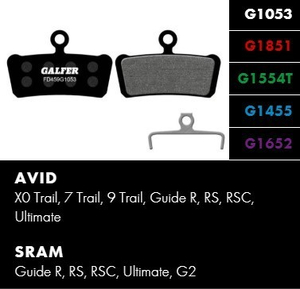 Okładziny hamulcowe Galfer Advanced FD459G1851 do AVID X0 Trail, 7 Trail, 9 Trail, Guide R, RS, RSC, Ultimate i SRAM Guide R, RS, RSC, Ultimate, G2