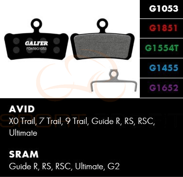 Okładziny hamulcowe Galfer Advanced do AVID X0 Trail, 7 Trail, 9 Trail, Guide R, RS, RSC, Ultimate i SRAM Guide R, RS, RSC, Ultimate, G2